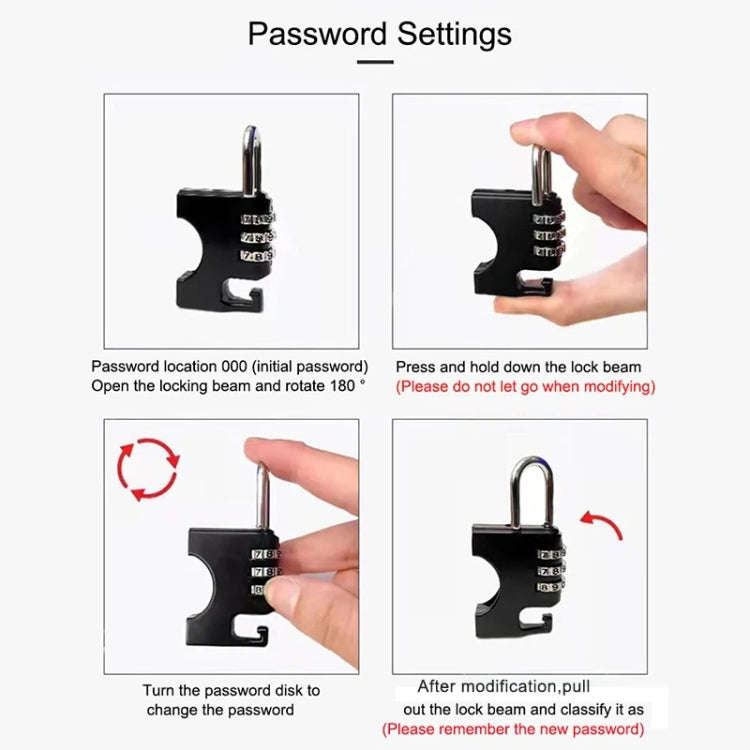 Motorcycle Helmet Anti-Theft Lock Fixed Helmet Combination Padlock, Color: Black
