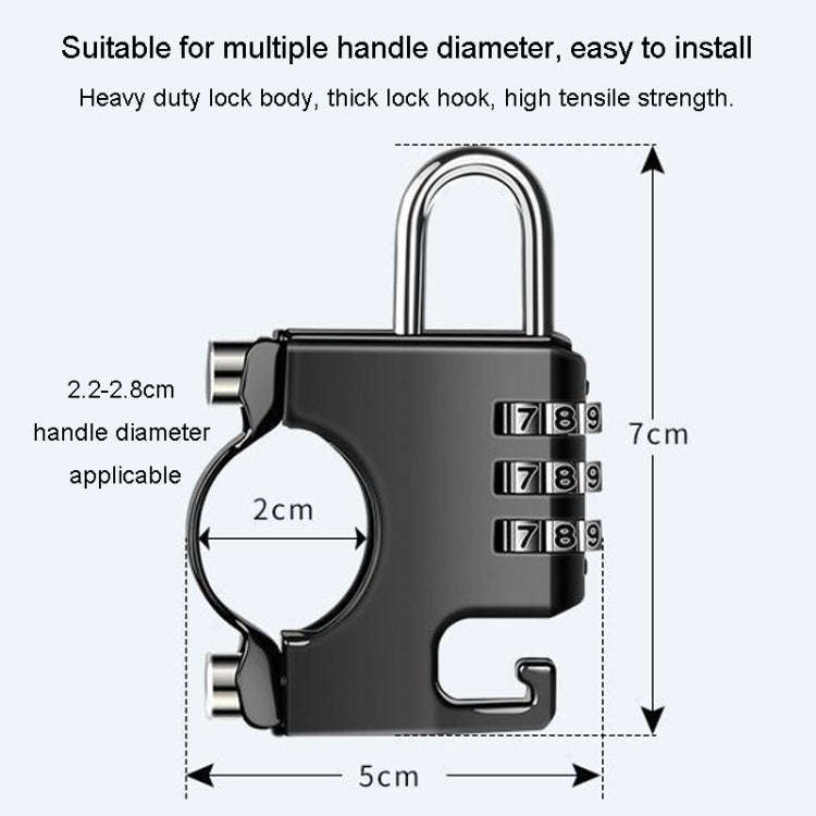 Motorcycle Helmet Anti-Theft Lock Fixed Helmet Combination Padlock, Color: Black