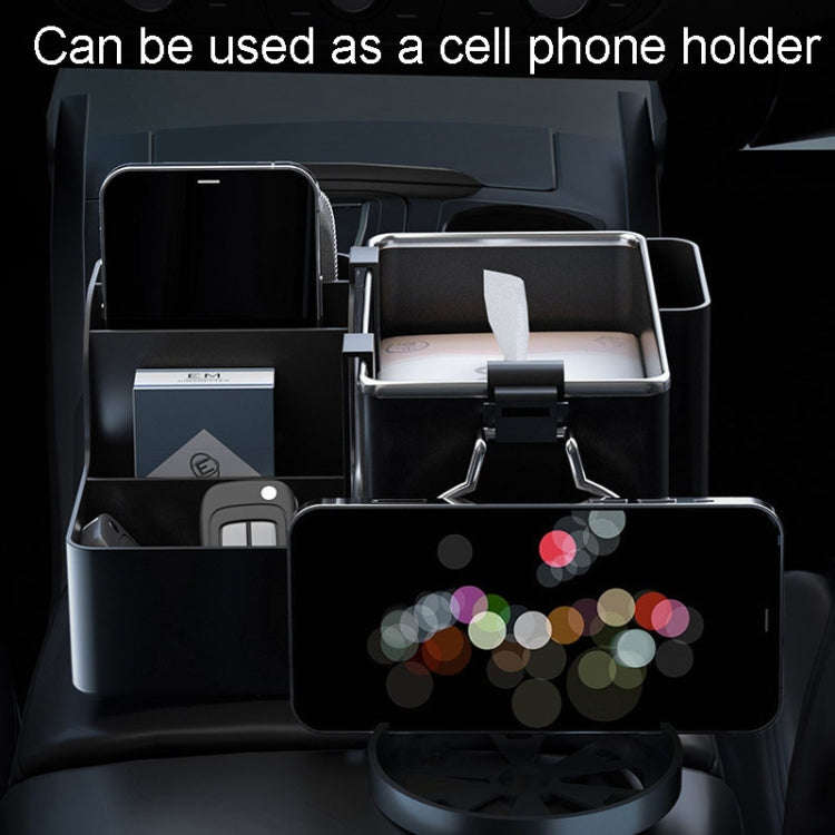 Automotive Cup Holder Tissue Organizer Car Armrest Box Storage Shelf(Beige)