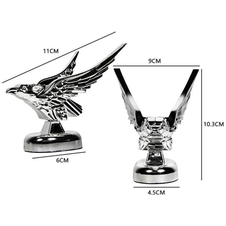 Car Hood Decoration 3D Spread Wings Flying Eagle Modification Universal Car Emblem(Silver)
