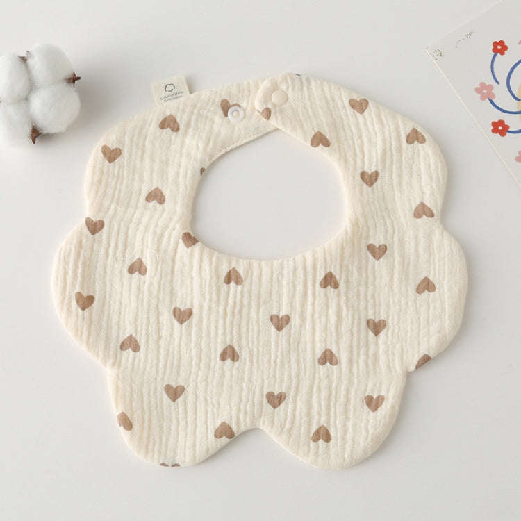 Pure Cotton 6-layer Seersucker Bib Baby Saliva Napkin Newborn Toddler Soft Burp Cloth, Style: Heart