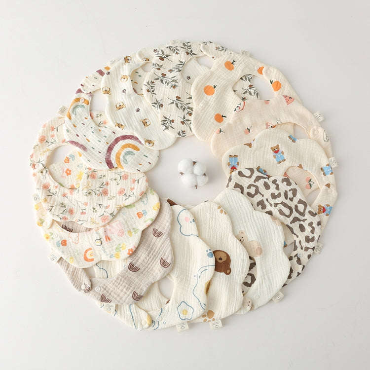 Pure Cotton 6-layer Seersucker Bib Baby Saliva Napkin Newborn Toddler Soft Burp Cloth, Style: Oil...