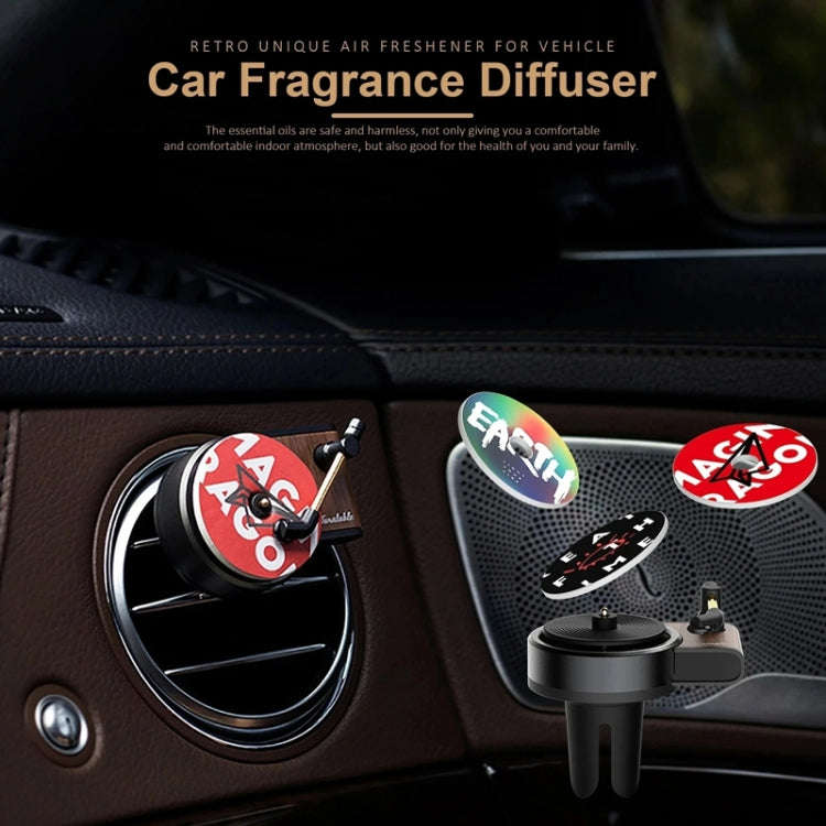 Gramophone+3pcs Refill Aroma Car Aroma Diffuser Air Vent Rotating Retro Gramophone Fragrance Diff...