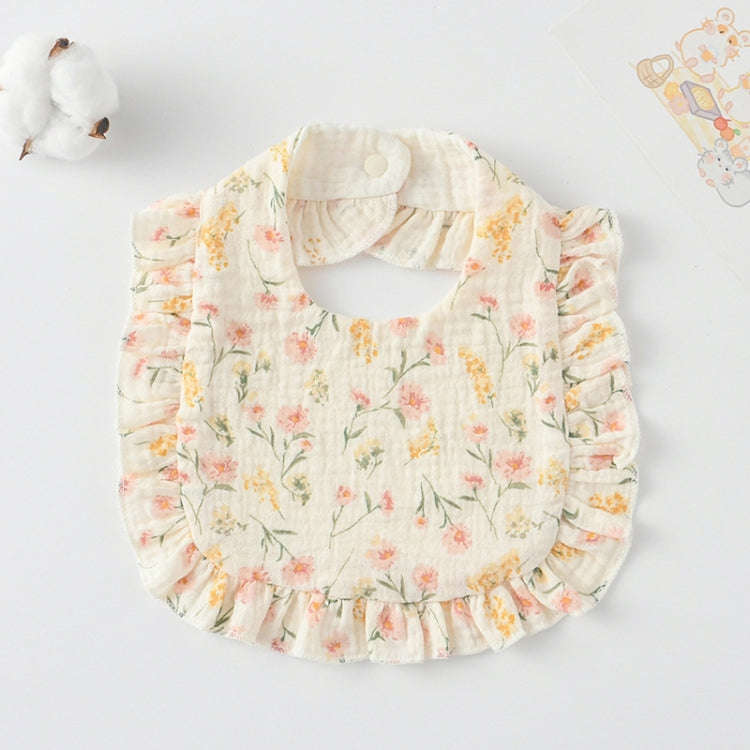 Baby Feeding Bib Ruffle Infants Saliva Towel Soft Cotton Burp Cloth, Style: Floral