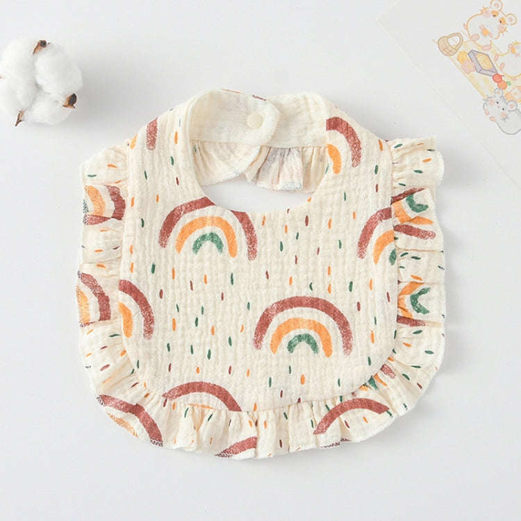 Baby Feeding Bib Ruffle Infants Saliva Towel Soft Cotton Burp Cloth, Style: Rainbow