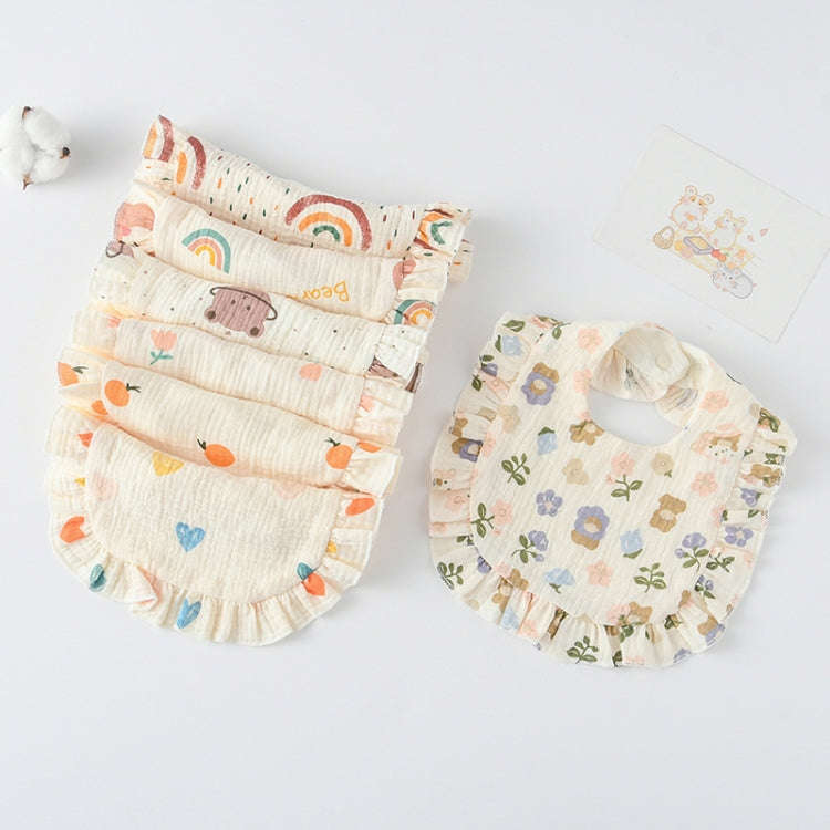 Baby Feeding Bib Ruffle Infants Saliva Towel Soft Cotton Burp Cloth, Style: Peach Heart