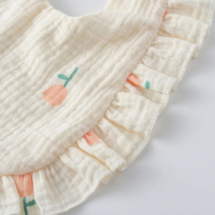 Baby Feeding Bib Ruffle Infants Saliva Towel Soft Cotton Burp Cloth, Style: Peach Heart