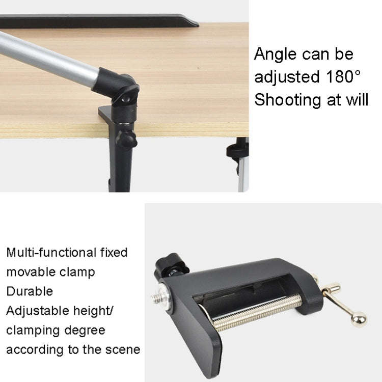 Aluminum Tube Cell Phone Live Streaming Telescopic Pole Desktop C-Clip Cell Phone Overhead Photo ...