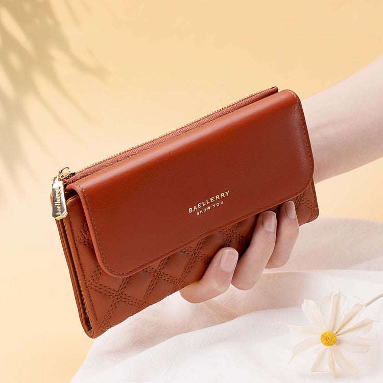 Baellerry N2403 Ladies Long Wallet with Multiple Card Slots Large Capacity Tri-fold Clutch Bag, C...