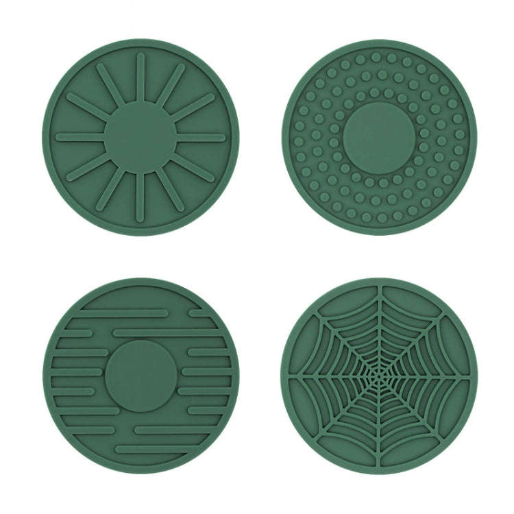 4pcs/set 6.8x0.3cm Car Anti-slip Silicone Water Coaster Storage Interior, Color: Green