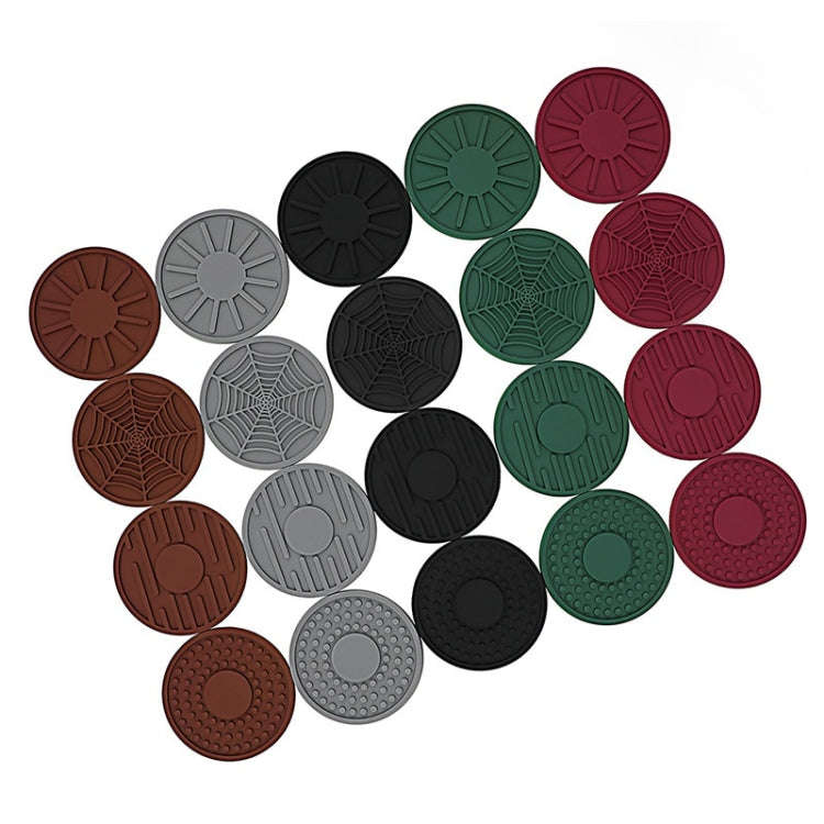 4pcs/set 6.8x0.3cm Car Anti-slip Silicone Water Coaster Storage Interior, Color: Wine Red