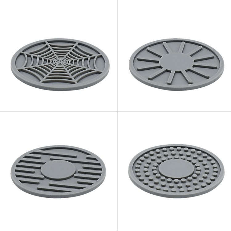 4pcs/set 6.8x0.3cm Car Anti-slip Silicone Water Coaster Storage Interior, Color: Black