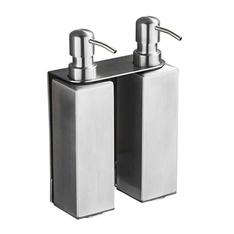 Hotel Stainless Steel Soap Dispenser Home Wall Mounted No Punch Press To Soap Bottle, Style: Squa...