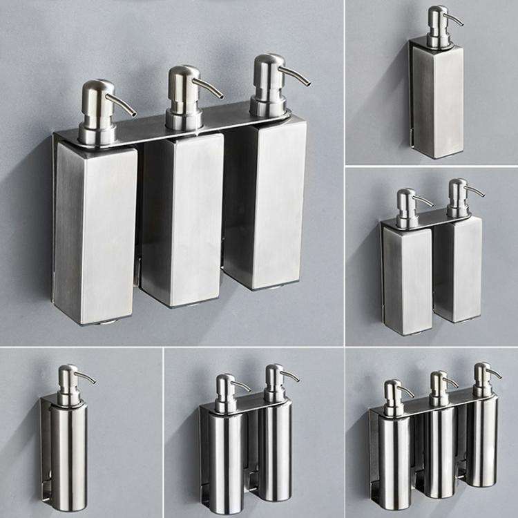 Hotel Stainless Steel Soap Dispenser Home Wall Mounted No Punch Press To Soap Bottle, Style: Squa...
