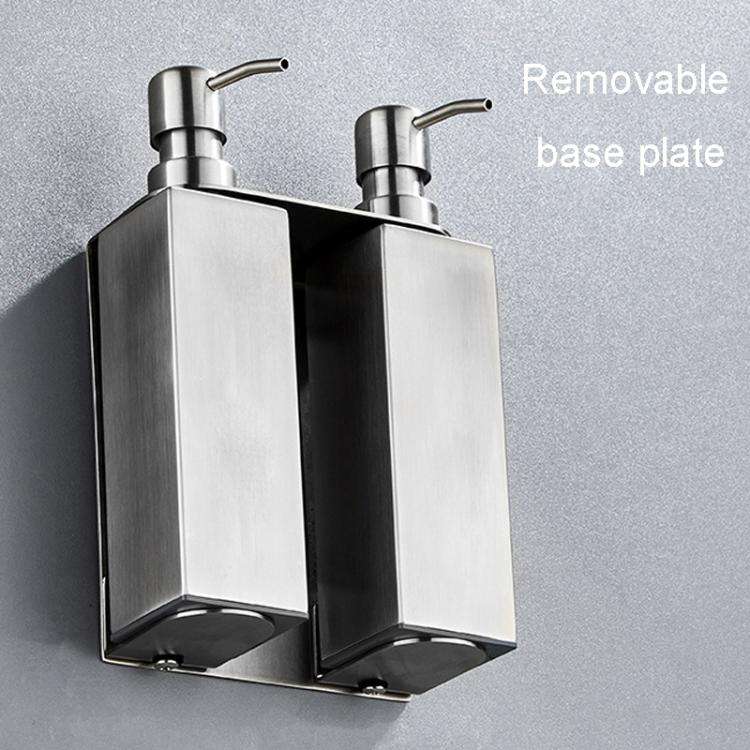 Hotel Stainless Steel Soap Dispenser Home Wall Mounted No Punch Press To Soap Bottle, Style: Squa...
