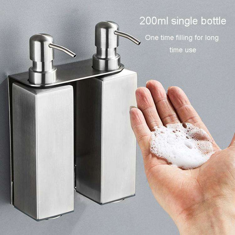 Hotel Stainless Steel Soap Dispenser Home Wall Mounted No Punch Press To Soap Bottle, Style: Roun...