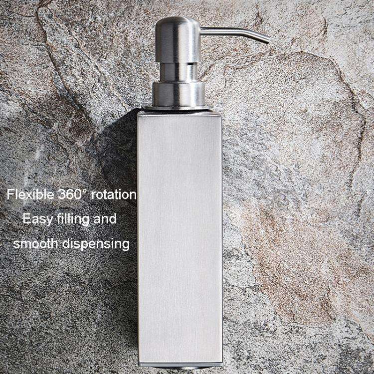 Hotel Stainless Steel Soap Dispenser Home Wall Mounted No Punch Press To Soap Bottle, Style: Roun...