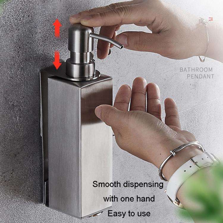 Hotel Stainless Steel Soap Dispenser Home Wall Mounted No Punch Press To Soap Bottle, Style: Squa...