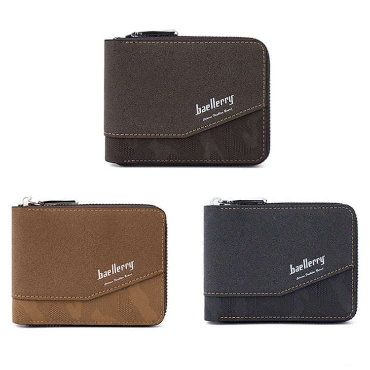 Baellerry D5106 RFID Anti-theft Retro Zipper Wallet Spliced Short Coin Purse(Black)