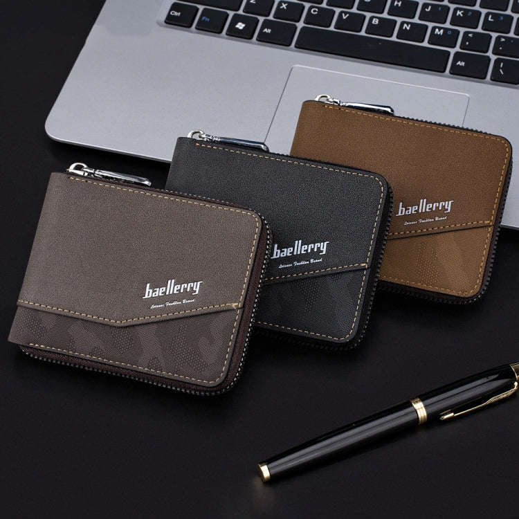 Baellerry D5106 RFID Anti-theft Retro Zipper Wallet Spliced Short Coin Purse(Black)