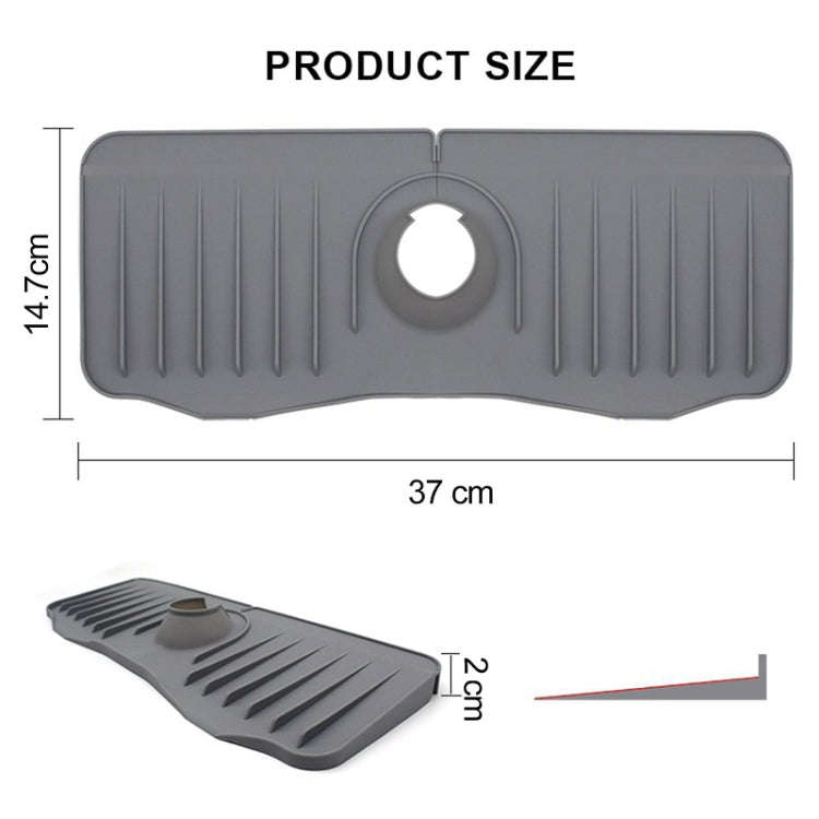 Bathroom Kitchen Silicone Faucet Anti-Splash Drain Mat, Color: Grey(37x14.7x2cm)