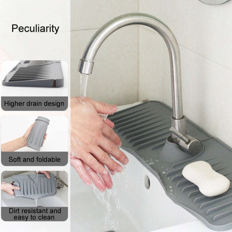 Bathroom Kitchen Silicone Faucet Anti-Splash Drain Mat, Color: Grey(37x14.7x2cm)