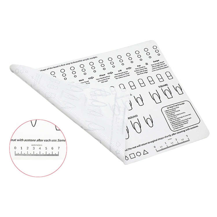 40x30x0.06cm Silicone Manicure Pads Palette Practice Table Mats(White)