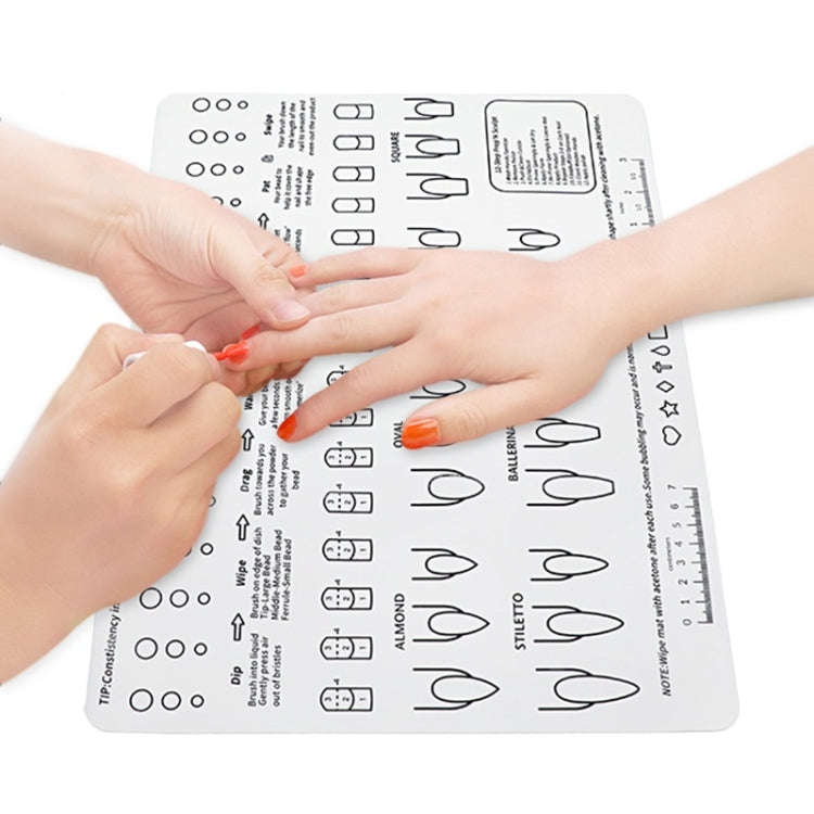 40x30x0.06cm Silicone Manicure Pads Palette Practice Table Mats(White)