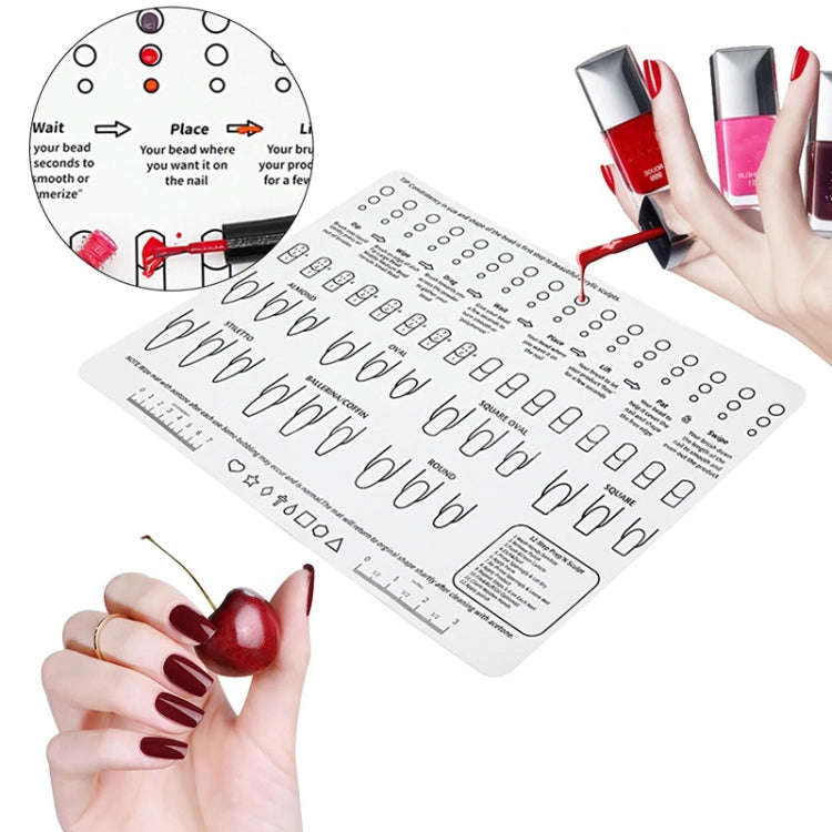 40x30x0.06cm Silicone Manicure Pads Palette Practice Table Mats(White)