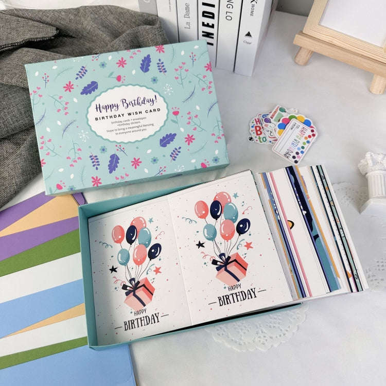 50pcs /Set Happy Birthday Greeting Card With Envelopes And Stickers Set