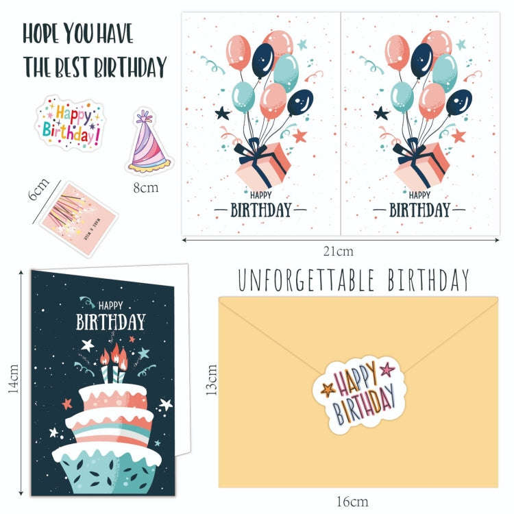 50pcs /Set Happy Birthday Greeting Card With Envelopes And Stickers Set