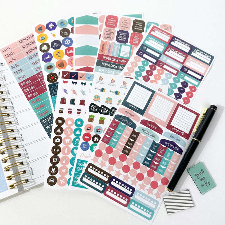 Weekly and Monthly Planner & Sticker Set Schedule Handbook Budget Notebook(JH001)