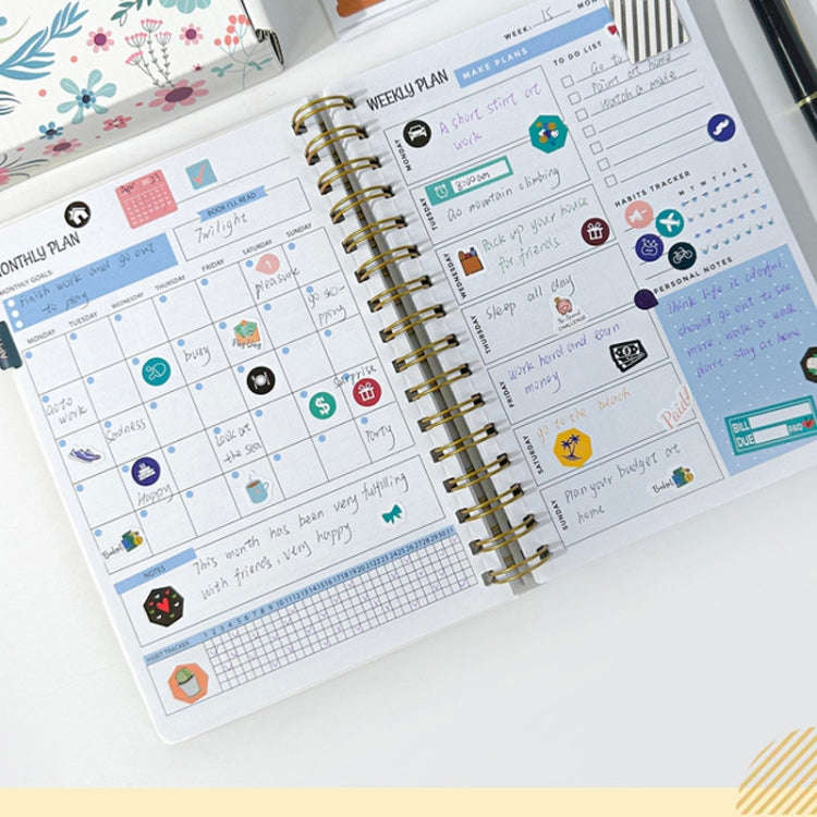 Weekly and Monthly Planner & Sticker Set Schedule Handbook Budget Notebook(JH001)