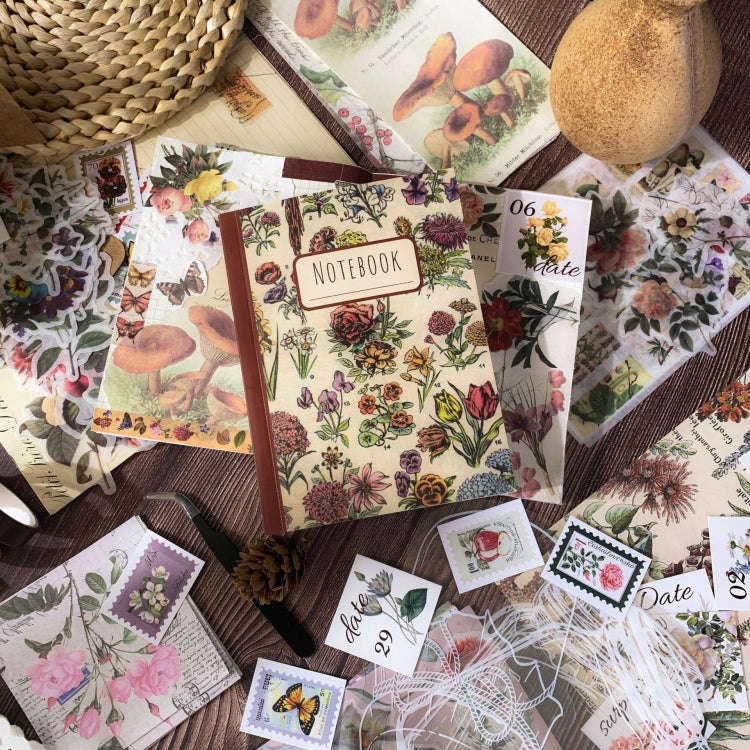 265 In 1 Retro Floral Scrapbook Set Includes A6 Notebook + Stickers + Tape + Stamps + Scrapbook P...