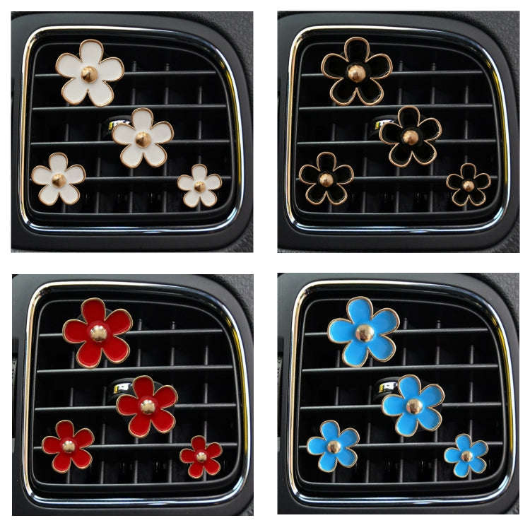 4pcs/set Small Chrysanthemum Perfume Alloy Jewelry Car Air Outlet Decoration Clip, Color: Blue