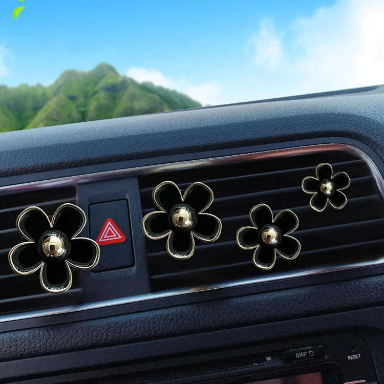 4pcs/set Small Chrysanthemum Perfume Alloy Jewelry Car Air Outlet Decoration Clip, Color: Blue