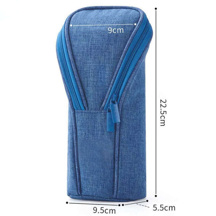 Large Capacity Upright Pencil Case Portable Office Exam Stationery Bag(Blue)