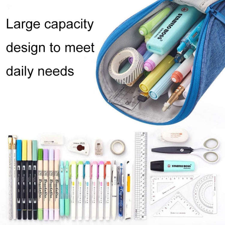 Large Capacity Upright Pencil Case Portable Office Exam Stationery Bag(Blue)