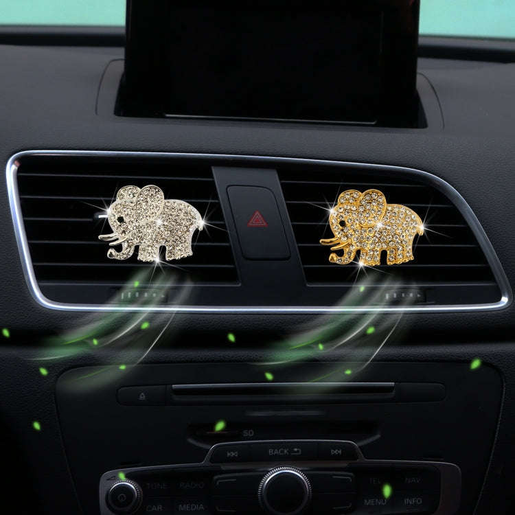 Metal Rhinestone Elephant Car Air Vent Aromatherapy Clip(Gold)