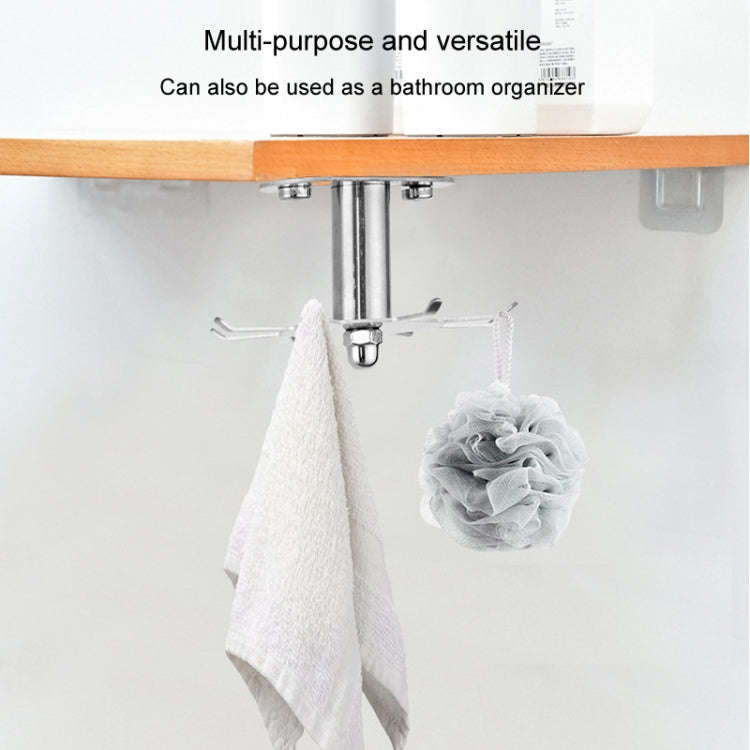 Rotating Hook Kitchen Shelf No-Punch Hanging Kitchenware Storage Shelf, Color: Black