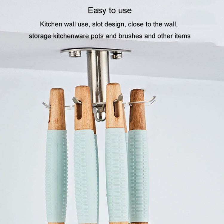 Rotating Hook Kitchen Shelf No-Punch Hanging Kitchenware Storage Shelf, Color: Black
