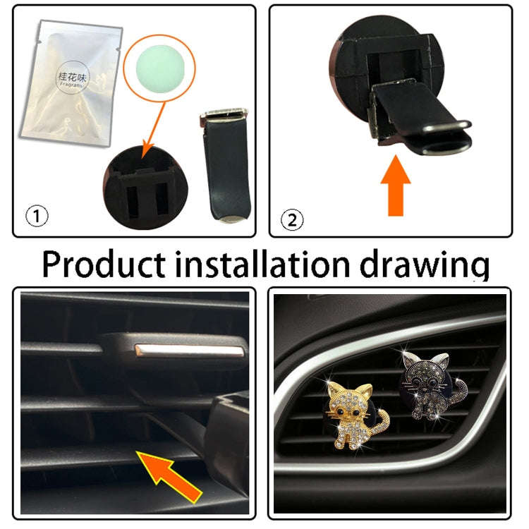 Retro Cute Kitten Car Air Vent Aromatherapy Ornaments(Grey)
