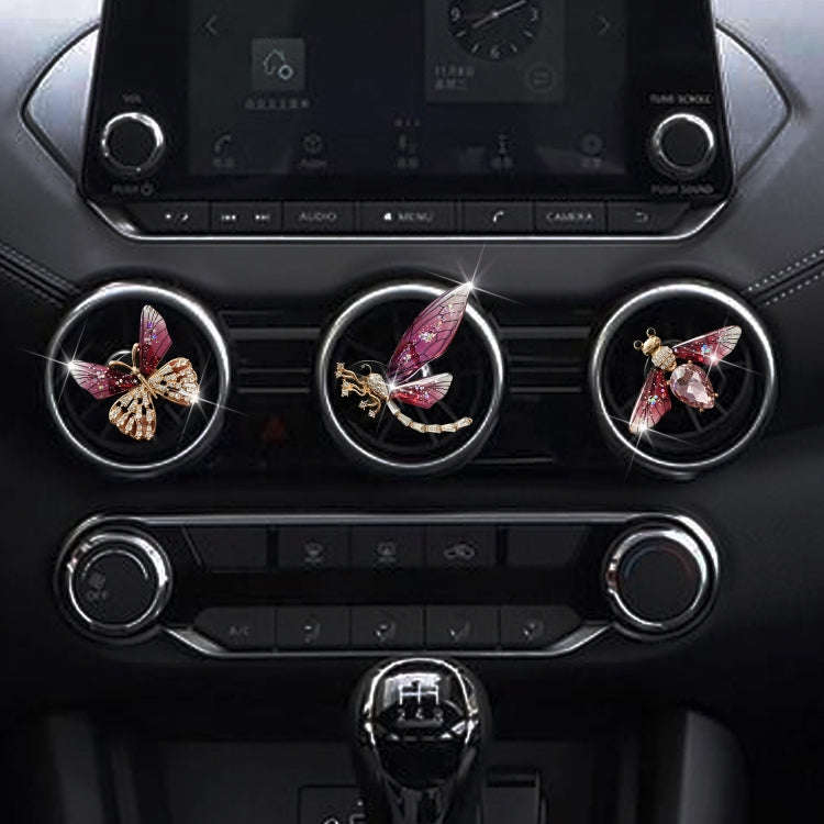 3pcs/set Metal Butterfly Dragonfly Bee Car Air Vent Aromatherapy Decorative Clip(Blue)