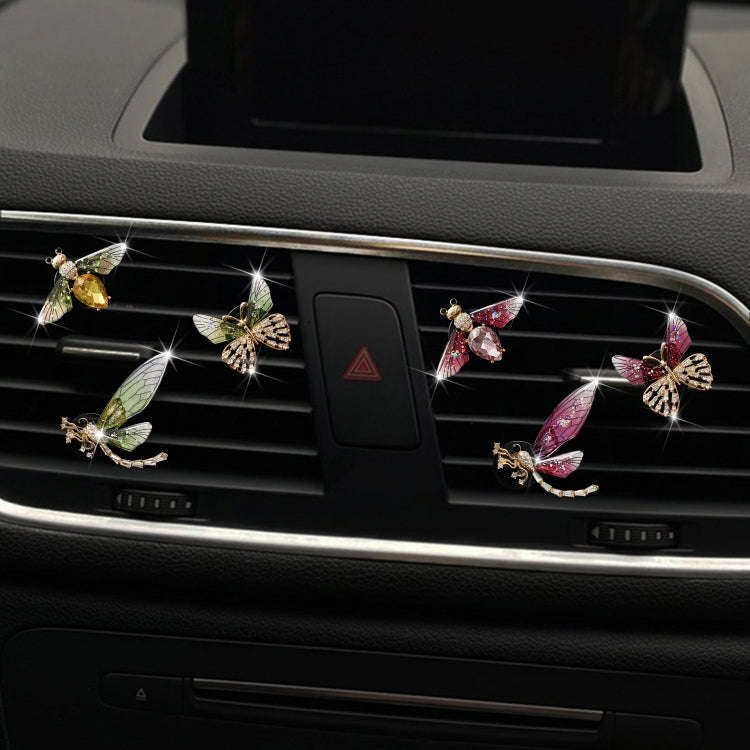 3pcs/set Metal Butterfly Dragonfly Bee Car Air Vent Aromatherapy Decorative Clip(Blue)