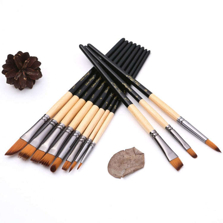 ZHU TING 18pcs /Set Two Color Nylon Bristle Paintbrush Set Painting Watercolor Brushes With Cloth...