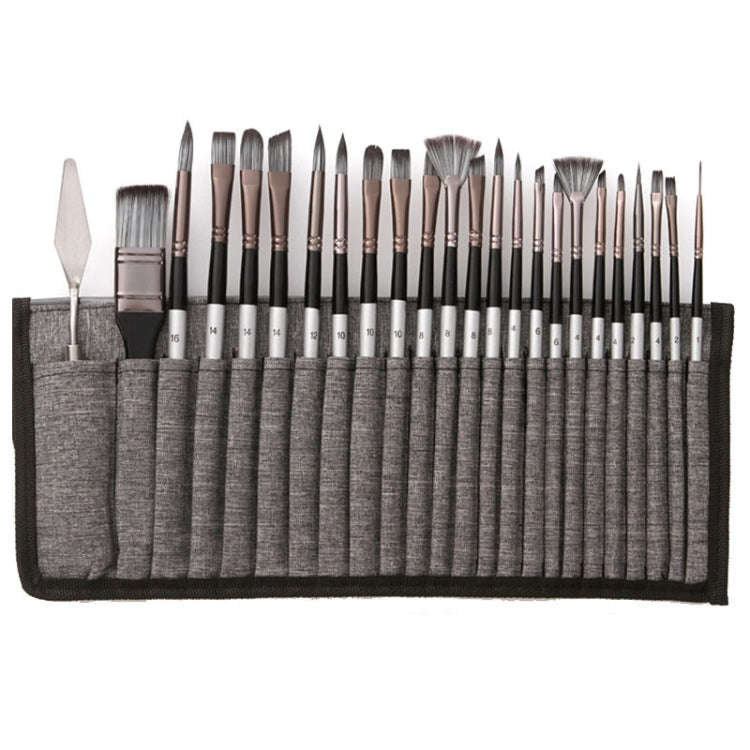 ZHU TING 24pcs /Set Nylon Bristle Paintbrush Set Painting Watercolor Brushes With Cloth Bag(Silve...