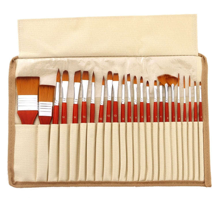 ZHU TING 24pcs /Set Nylon Bristle Paintbrush Set Painting Watercolor Brushes With Cloth Bag(Orang...