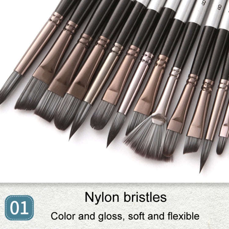 ZHU TING 24pcs /Set Nylon Bristle Paintbrush Set Painting Watercolor Brushes With Cloth Bag(Silve...