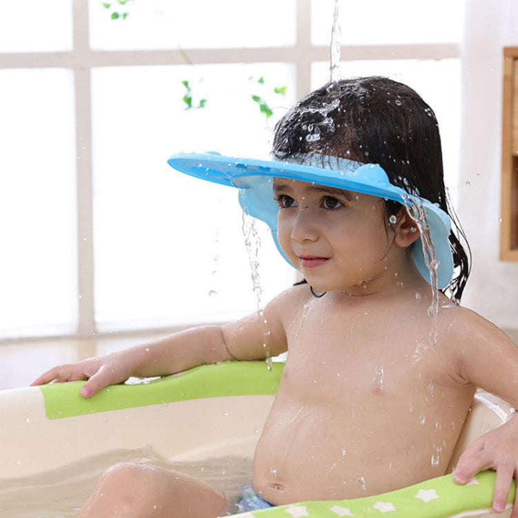 Baby Shampoo Waterproof Ear Protection Adjustable Shower Cap(Blue)
