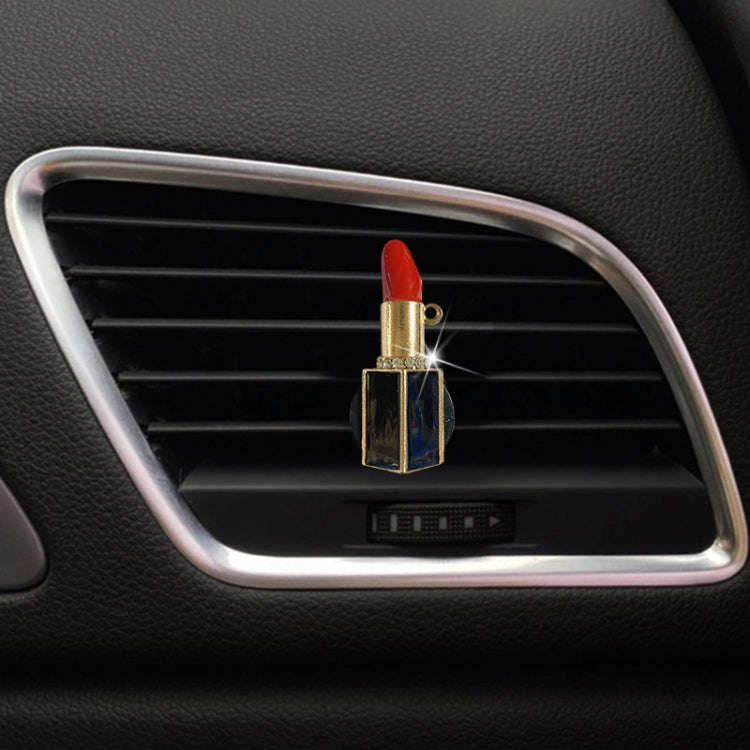 2pcs/Set Lipstick Diamond-Encrusted Car Air Vent Aroma Diffuser Clip(Red)